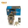 Khas Generation 118500 BN/AC Round Lock in brushed nickel and antique copper finish, with three keys and installation hardware.