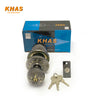 Khas Generation 11960 BN/AB Round Lock, Door Knob Lock with brushed nickel and antique brass finish, includes three keys.