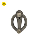 Khas Triumph Plus 2003 Door Knocker in Black Shine/Satin Nickel finish, featuring decorative rose detailing.