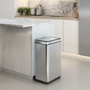 EKO TouchPro Bin EK9179 in brushed stainless steel, 30 litres, featuring a hands-free aluminium alloy touch bar and multiple ways to open, ideal for busy kitchens or offices.