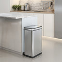 EKO TouchPro Bin EK9179 in brushed stainless steel, 50 litres, featuring multiple activation methods including an aluminium alloy touch bar for easy opening, ideal for large kitchen or office environments.