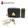 Khas Kilit Plus 540 12B Black Rim Lock with heavy-duty construction, featuring a sleek black finish and brass locking mechanism.