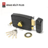 Khas Kilit Plus 540 14B Black Rim Lock with heavy-duty construction and a sleek black finish for enhanced security.