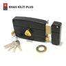 Khas Kilit Plus 540 16B Black Rim Lock with heavy-duty construction and a sleek black finish.