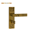 Khas Premeo Plus 5816-16 door handle set in AE finish with intricate design on handle and backplate.