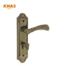 Khas Variety 5817-20 door handle set in AB finish, featuring a classic curved design in antique brass.