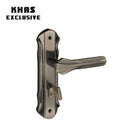 Khas Exclusive 5827-199 door handle set in satin nickel and black nickel finish with sleek, modern detailing.
