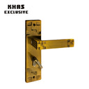 Khas Exclusive 5827-49 door handle set in Antique English finish, featuring a geometric design with an elegant touch.