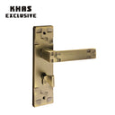 Khas Exclusive 5827-49 door handle set in antique brass finish with bold geometric design and ergonomic handle.