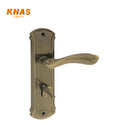 Khas Variety 5838-03 door handle set in AB finish, featuring a sleek, curved design and a luxurious antique brass finish.
