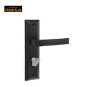 Khas Trend Plus 5878-86 Door Handle Set in Matt Black finish, featuring a sleek geometric design and integrated locking mechanism.