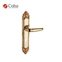 Bronces Coba 610-S Handle Set in Old Antique Brass Finish, made in Spain, featuring an ornate design with a coordinated plate.