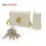 Khas Extreme 630-120 White Rim Lock with a set of keys.
