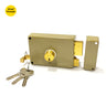 Khas Triumph 630-120 Rim Lock in beige, featuring a heavy-duty design and secure key mechanism.