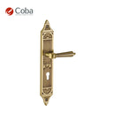 Bronces Coba 640 Handle Set on Plate in P.O.V Finish, made in Spain, featuring an intricate design.