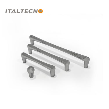 Italtecno 8042 series drawer pulls and knobs in Chrome Plated finish, available in knob, 96mm, 128mm, and 192mm sizes.