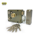 Khas Smart 910B AB Rim Lock with an antique brass finish, featuring a secure locking mechanism and durable construction.