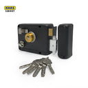 Khas Smart 910B Matt Black Rim Lock with a sleek matt black finish, providing secure locking and durable construction.