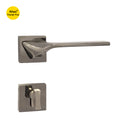Khas Triumph Plus A14-1562 door handle set with rosette in brushed nickel finish, featuring a bold angular design and sleek modern look.
