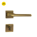 Khas Triumph Plus A14-1716 door handle set with rosette in matt antique brass and antique brass finish, featuring a layered design for a sophisticated look.