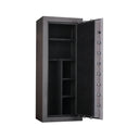 Italtecno DF-1526145 gun safe in Tranquil Grey Color, tall fire-resistant cabinet with fingerprint lock and 3-spoke handle.