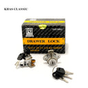 Khas Classic 06 chrome-plated cabinet/drawer lock with keys.