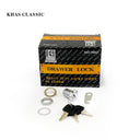 Khas Classic 103 chrome-plated cabinet/drawer lock with keys and installation accessories.