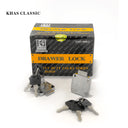 Khas Classic 138-22 chrome-plated cabinet/drawer lock with keys.