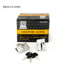 Khas Classic 409 chrome-plated cabinet/drawer lock with keys.