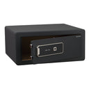 Italtecno H1-2045ZH residential safe in Sandy Grey finish, wide profile with fingerprint scanner and electronic keypad.
