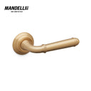 Mandelli 1341 Hartù door handle in satin brass, skillfully crafted in Italy, showcasing a smooth design and subtle sheen.