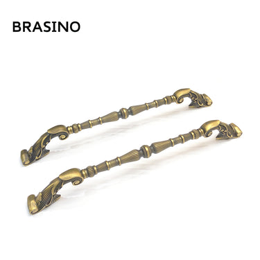 Brasino HK-1601-1 Door Pull Handle Set in Satin Finish, crafted from 100% brass with elegant traditional detailing.