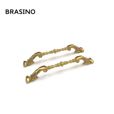Brasino HK-1601-2 Door Pull Handle Set in Royal Gold Finish, made from 100% brass with elegant traditional detailing.
