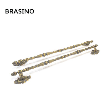 Brasino HK-1710-1 Door Pull Handle Set in Satin Finish, featuring intricate classic detailing and solid brass construction.