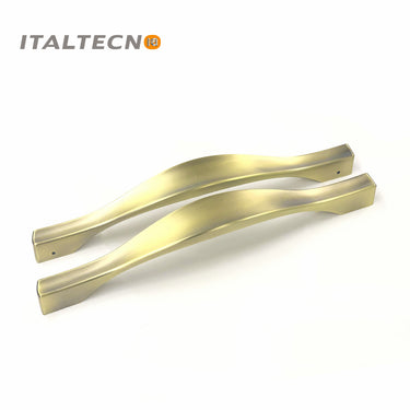 Italtecno HY3107 Door Pull Handle Set with a sleek curved design in Matte Antique Brass finish.