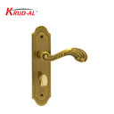 Krud-Al KD58303 Door Handle Set in AE finish, featuring ornate design and secure lock mechanism.