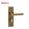 Krud-Al KD58316 Door Handle Set in Matte Antique Brass finish, featuring modern design and secure lock mechanism.