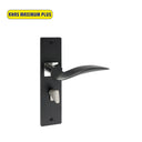 Khas Maximum Plus KH-1221 Door Handle Set in Matt Black/CP, featuring a curved design with a Matt Black finish and Chrome Plating accents.