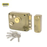 Khas Maxell LT-300 AB Rim Lock with a 3-rod mechanism and antique brass finish for enhanced door security.