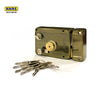 Khas Maximum LT-311CS AB Rim Lock featuring star key mechanism and antique brass finish for secure door locking.