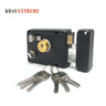 Khas Extreme LT311 Matt Black Rim Lock with a set of keys, featuring a sleek matt black finish.