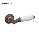 Mandelli 1201 Melody door handle in matt bronze and ceramic, demonstrating refined Italian craftsmanship and luxurious design.