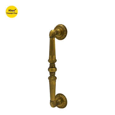 Khas Triumph Plus PH030 MAE Door Pull Handle in matte antique brass finish with intricate detailing, perfect for enhancing door aesthetics.