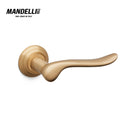 Mandelli 691 Rondò door handle in satin brass, featuring an elegant, smooth design with a soft metallic finish, meticulously crafted in Italy.