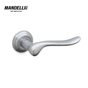 Mandelli 691 Rondò door handle in polished chrome, showcasing smooth design and reflective finish, made in Italy.