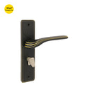 Khas Triumph Plus S1228H1622 Door Handle Set in Oil-Rubbed Bronze (ORB) finish with a curved handle design and intricate detailing.