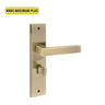 Khas Maximum Plus Z82 Door Handle Set in Antique Brass, featuring a sleek rectangular design.