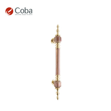 Bronces Coba 1032-ST Pull Handle in OLD ANTIQUE BRASS Finish, made in Spain, featuring a striped tube design and solid brass construction.