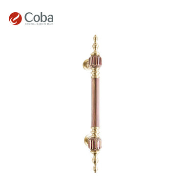 Bronces Coba 1033-ST Pull Handle in OLD ANTIQUE BRASS Finish, made in Spain, featuring a striped tube design and solid brass construction.