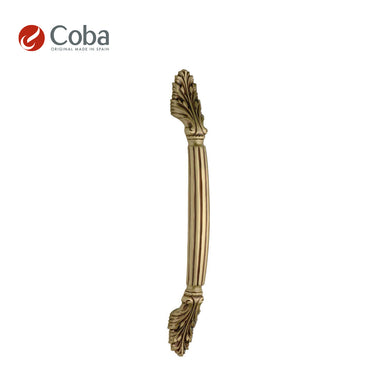 Bronces Coba 1043 Pull Handle in P.O.V Finish, made in Spain, featuring a fluted design with intricate detailing on both ends.